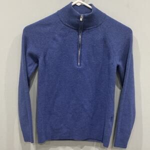 Peter Millar Womens Quarter Zip Extra Fine Merino Wool Cobalt Blue Preppy Golf